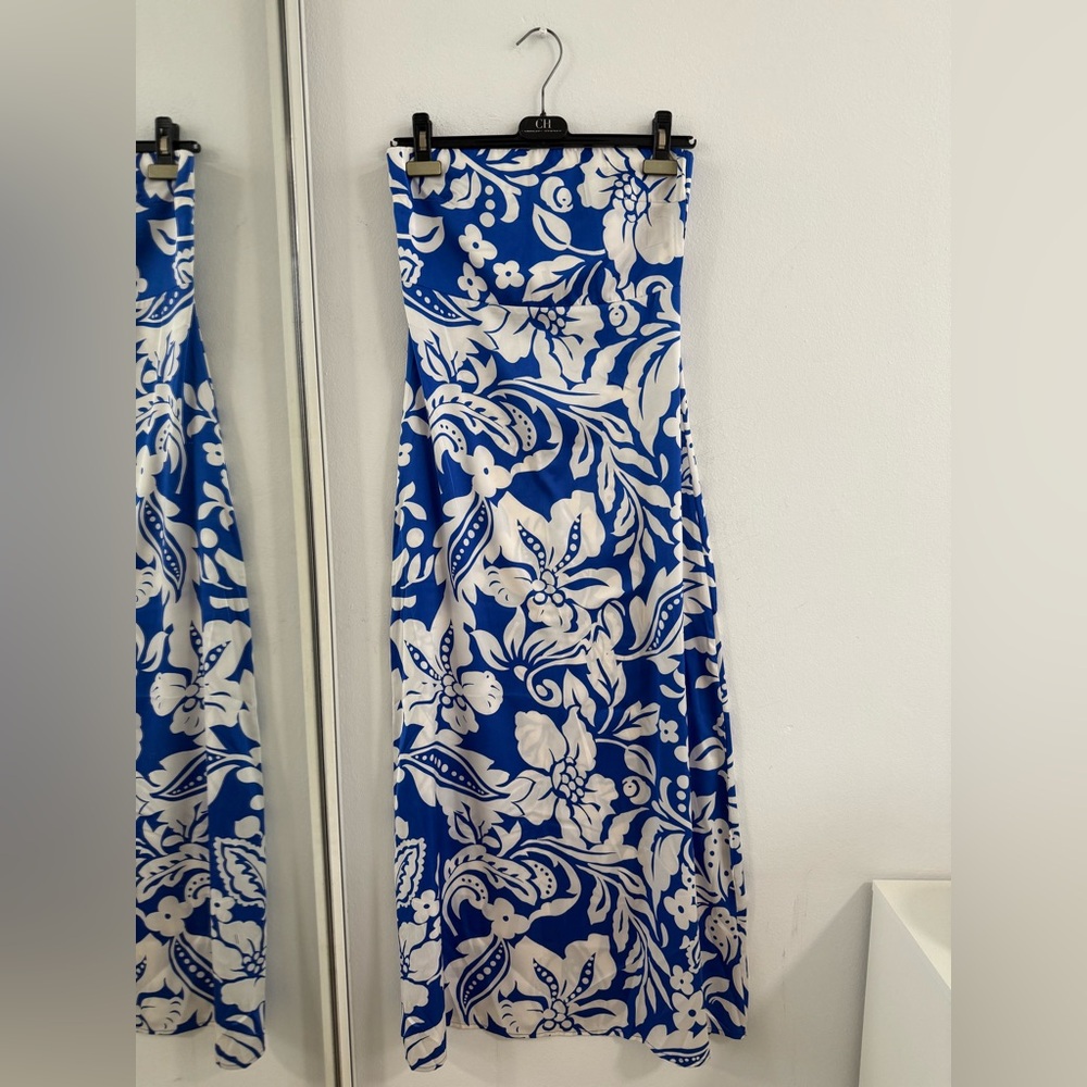 Blue and White Floral Maxi Dress
